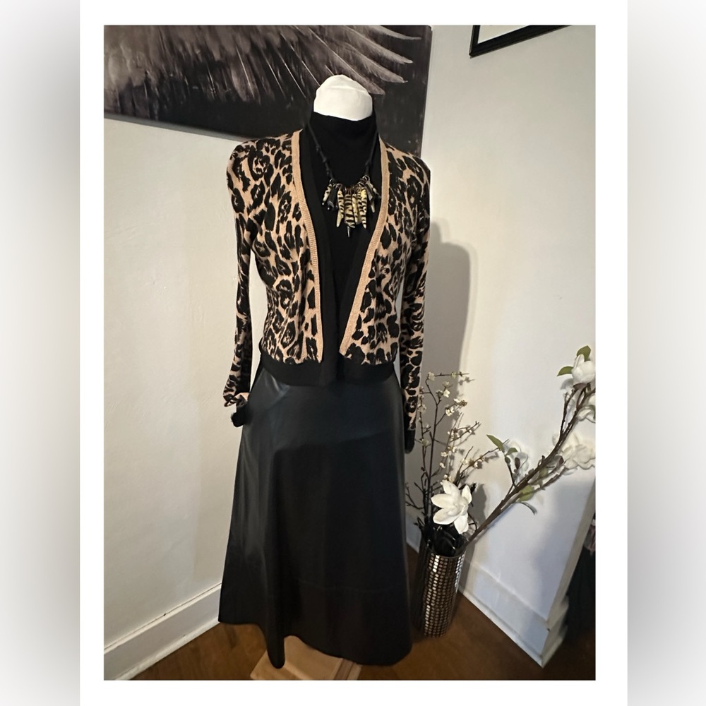 Zara Vegan Leather a-line Black Skirt